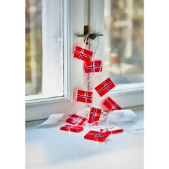 LED lyskæde m. 10 norske flag