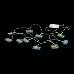 LED lyskæde m. 10 svenske flag
